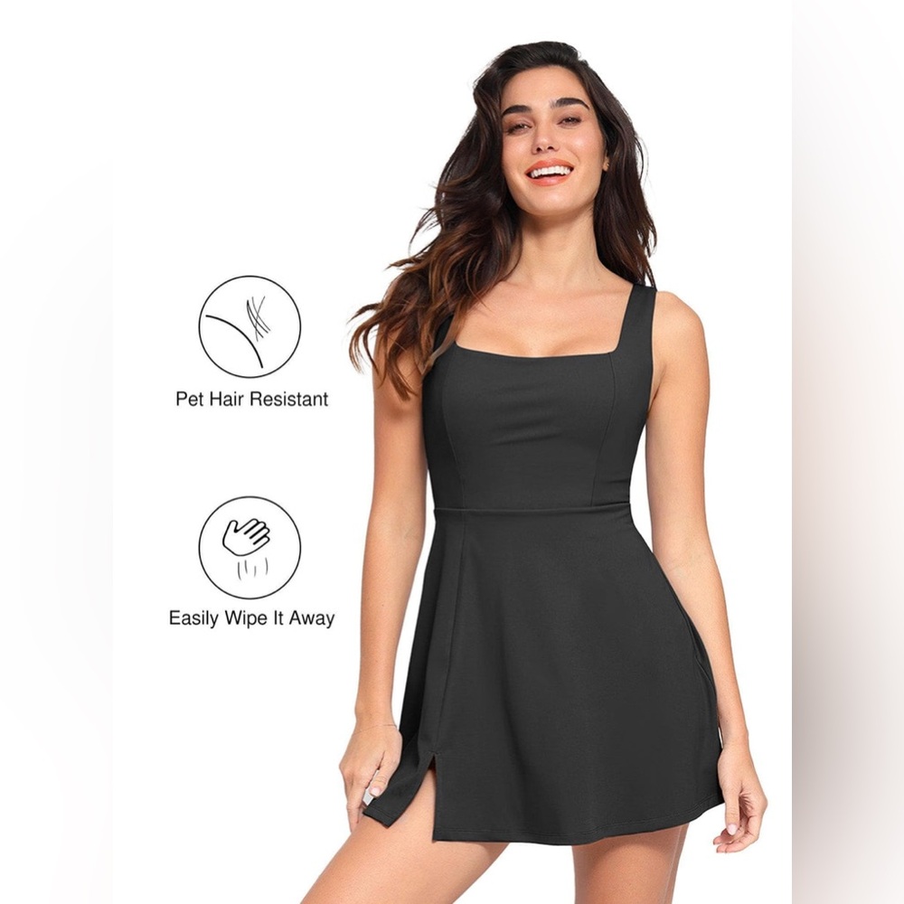 NWT Popilush Pet Hair Resistant Square Neck Workout Shapewear Dress